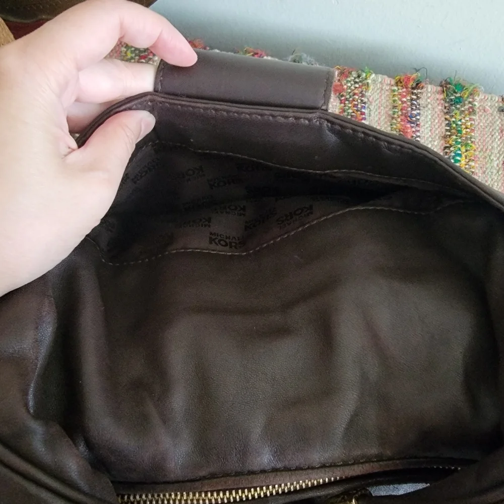 Michael Kors Baguette Hobo Bag Brown Leather Rare Purse